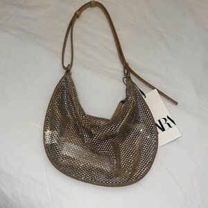 Zara rhinestone nude mini bag